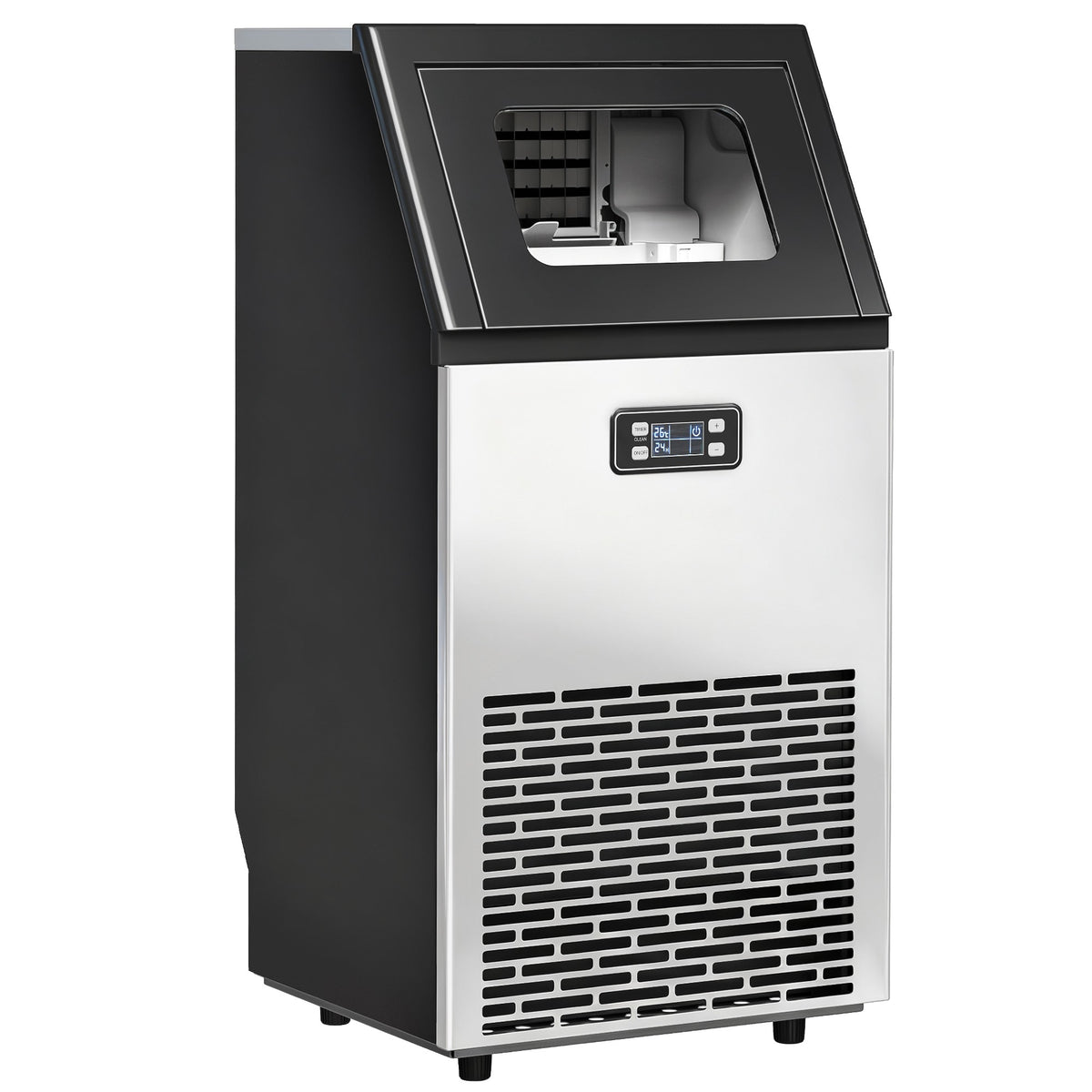 Commercial Ice Maker, 45kg/Day, Stainless Steel, LCD Display