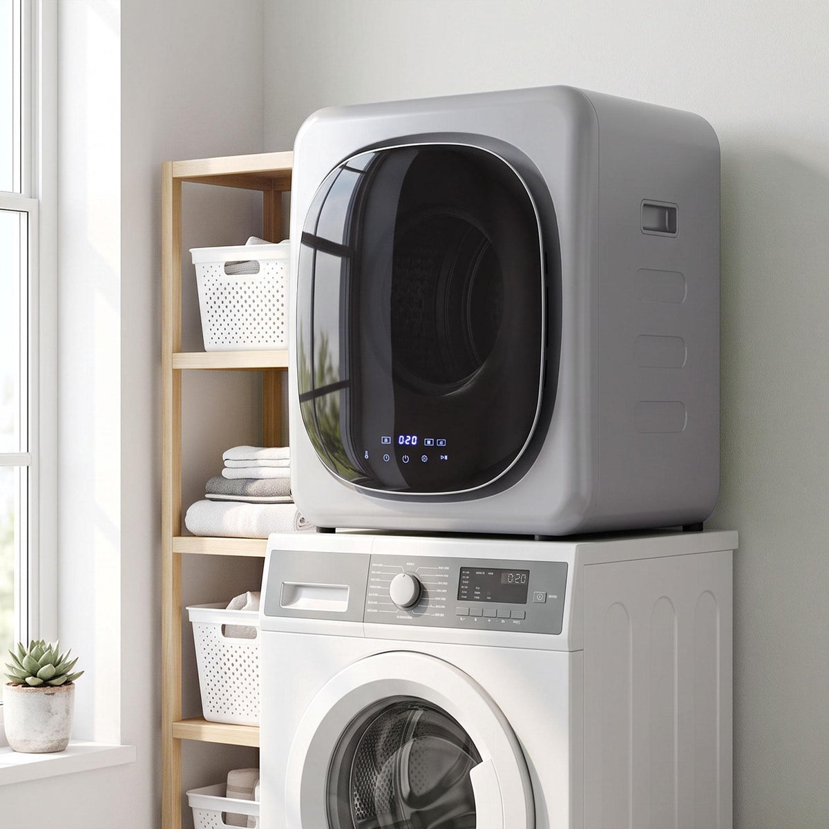 Compact 2.5kg Vent Dryer, Stainless Steel Drum, Silver