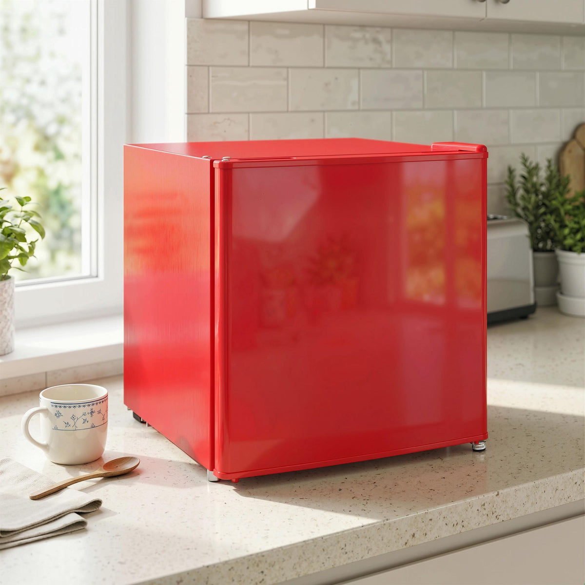 Compact 35L Freezer with Reversible Door, Red