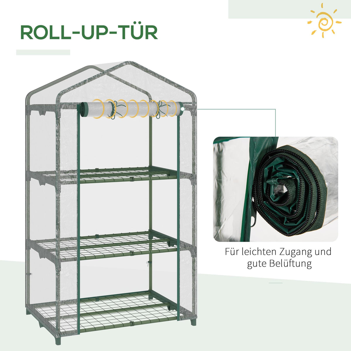 Compact Balcony Greenhouse with Shelves, Weatherproof, 125 cm