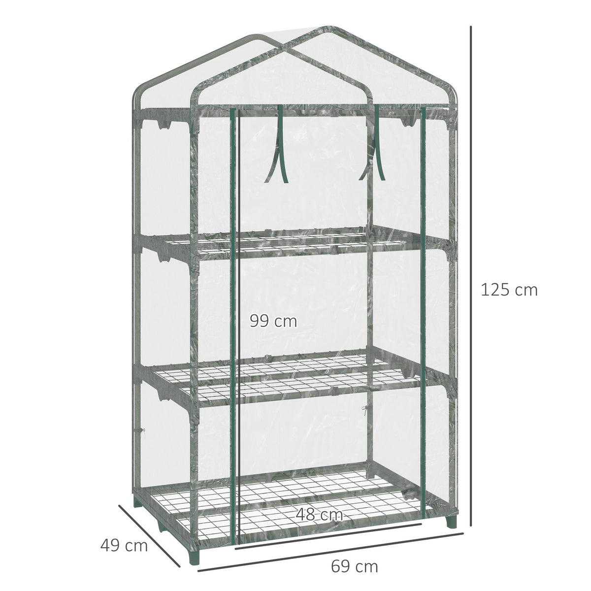 Compact Balcony Greenhouse with Shelves, Weatherproof, 125 cm