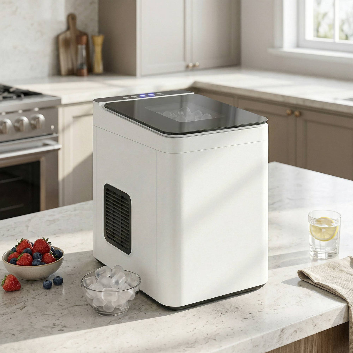 Compact Ice Maker, Self-Cleaning, 1.5L Tank, White