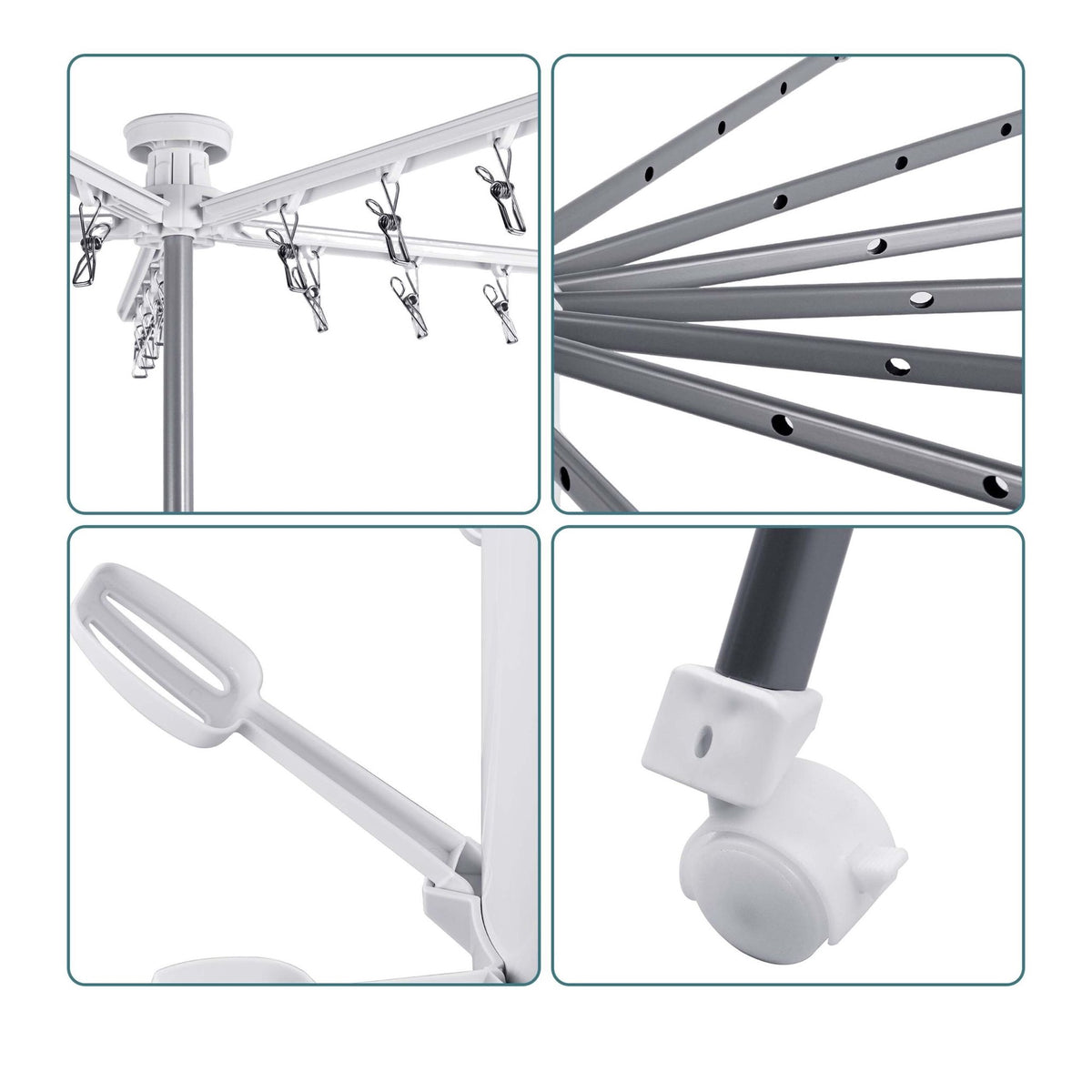 Compact Rotary Clothes Airer with 16 Extendable Rods