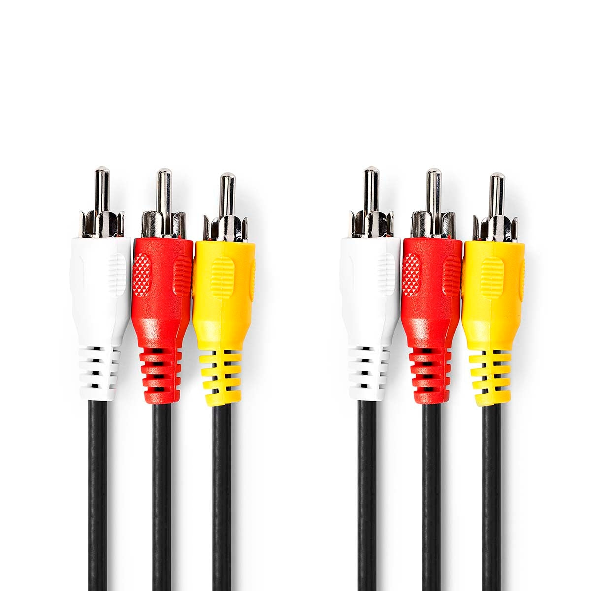 Composite Video Cable | 3x RCA Male | 3x RCA Male | Nickel Plated | 480p | 1.00 m | Round | PVC | Black | Plastic bag