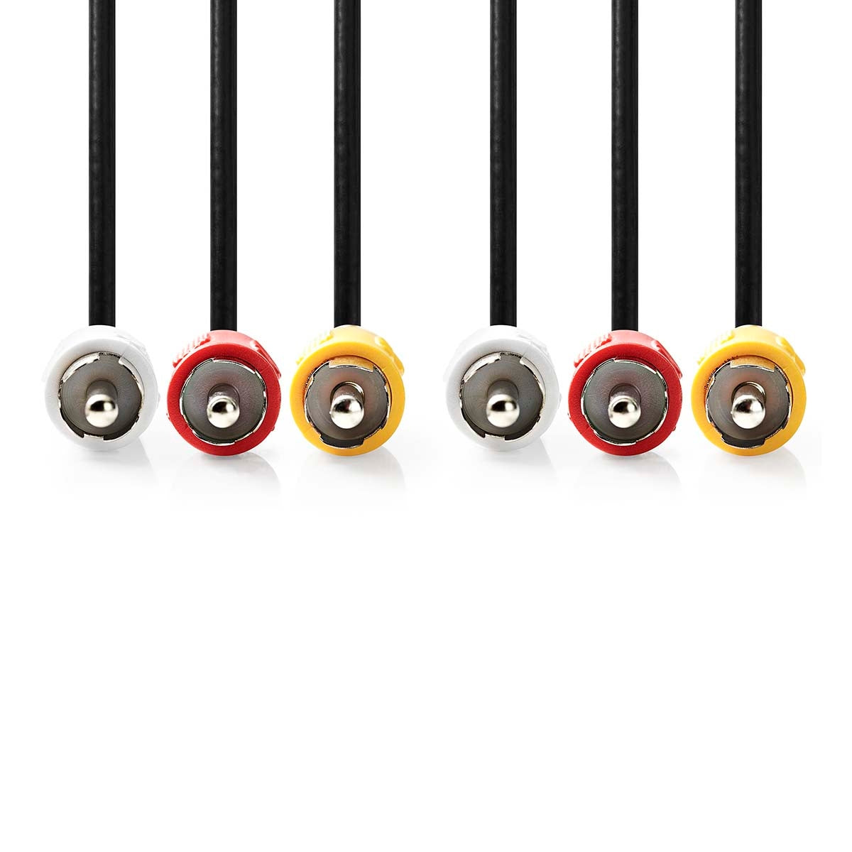 Composite Video Cable | 3x RCA Male | 3x RCA Male | Nickel Plated | 480p | 2.00 m | Round | PVC | Black | Label