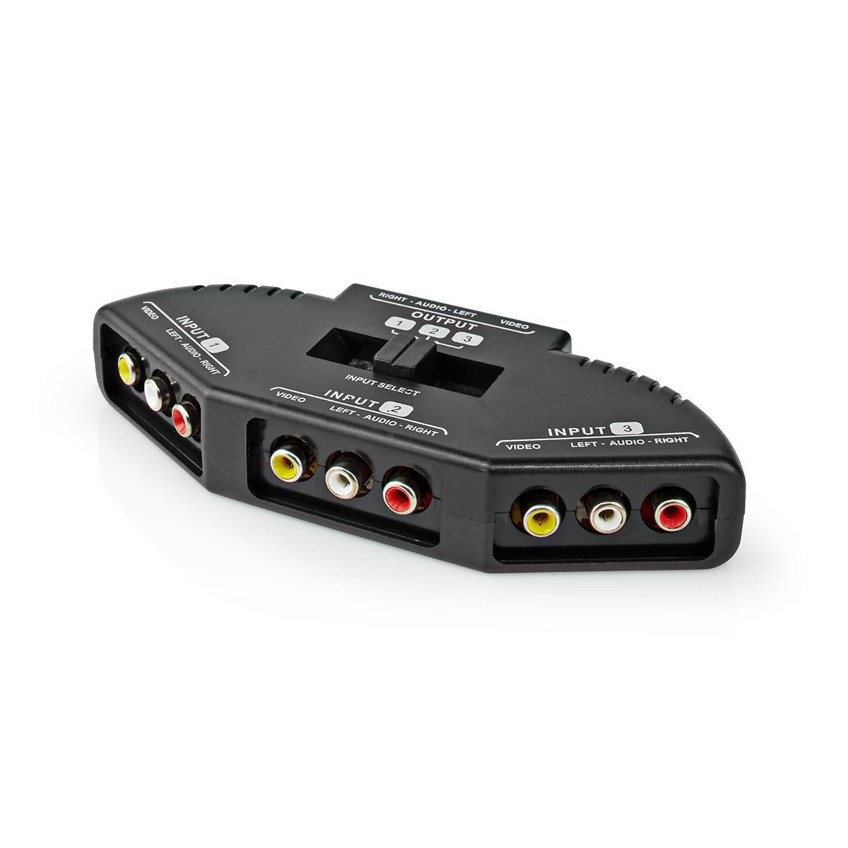 Composite Video Switch | 3-Port port(s) | Connection input: 3x Composite Video (RWY) | Connection output: 1x Composite Video (RWY) | 1024x576 | ABS | Black