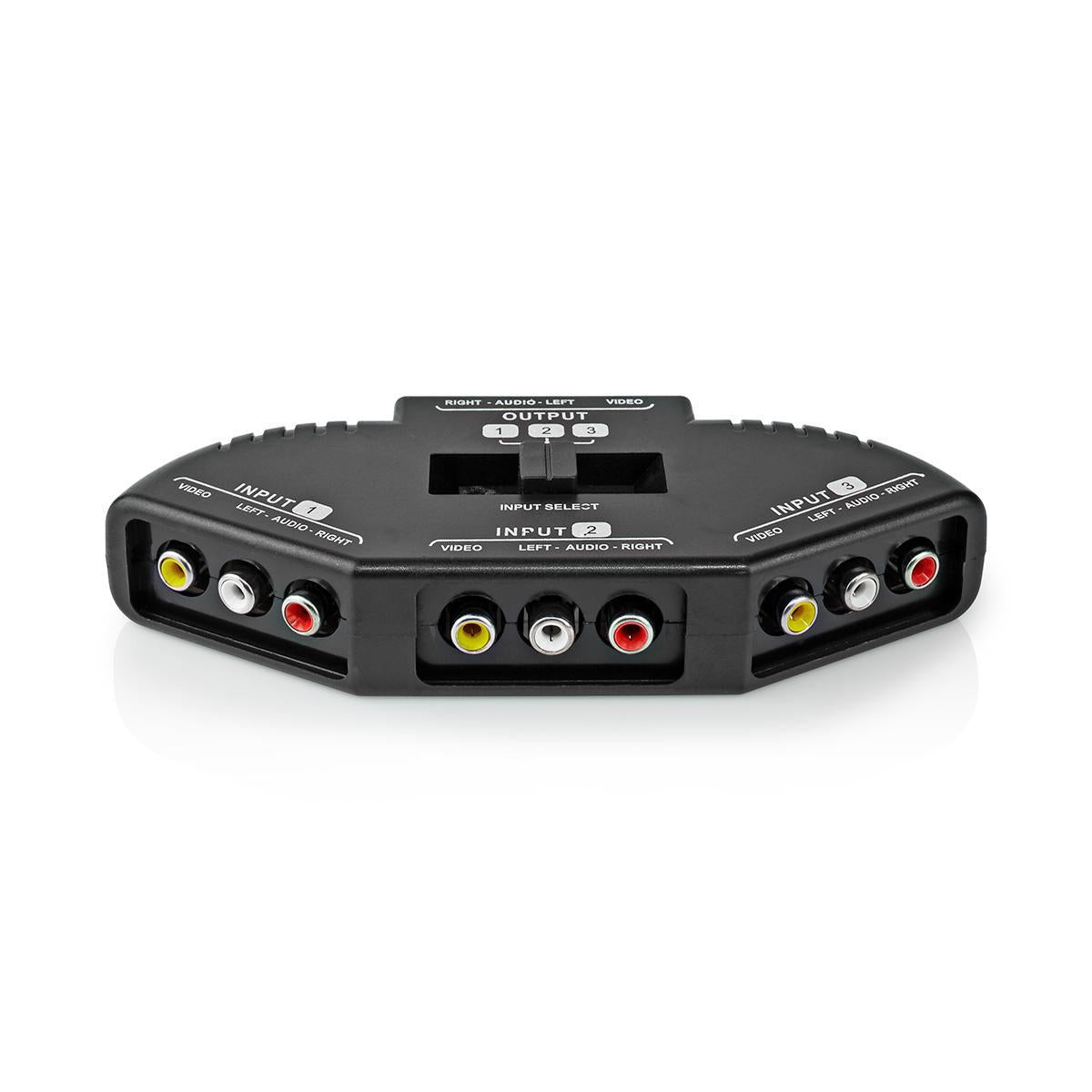 Composite Video Switch | 3-Port port(s) | Connection input: 3x Composite Video (RWY) | Connection output: 1x Composite Video (RWY) | 1024x576 | ABS | Black