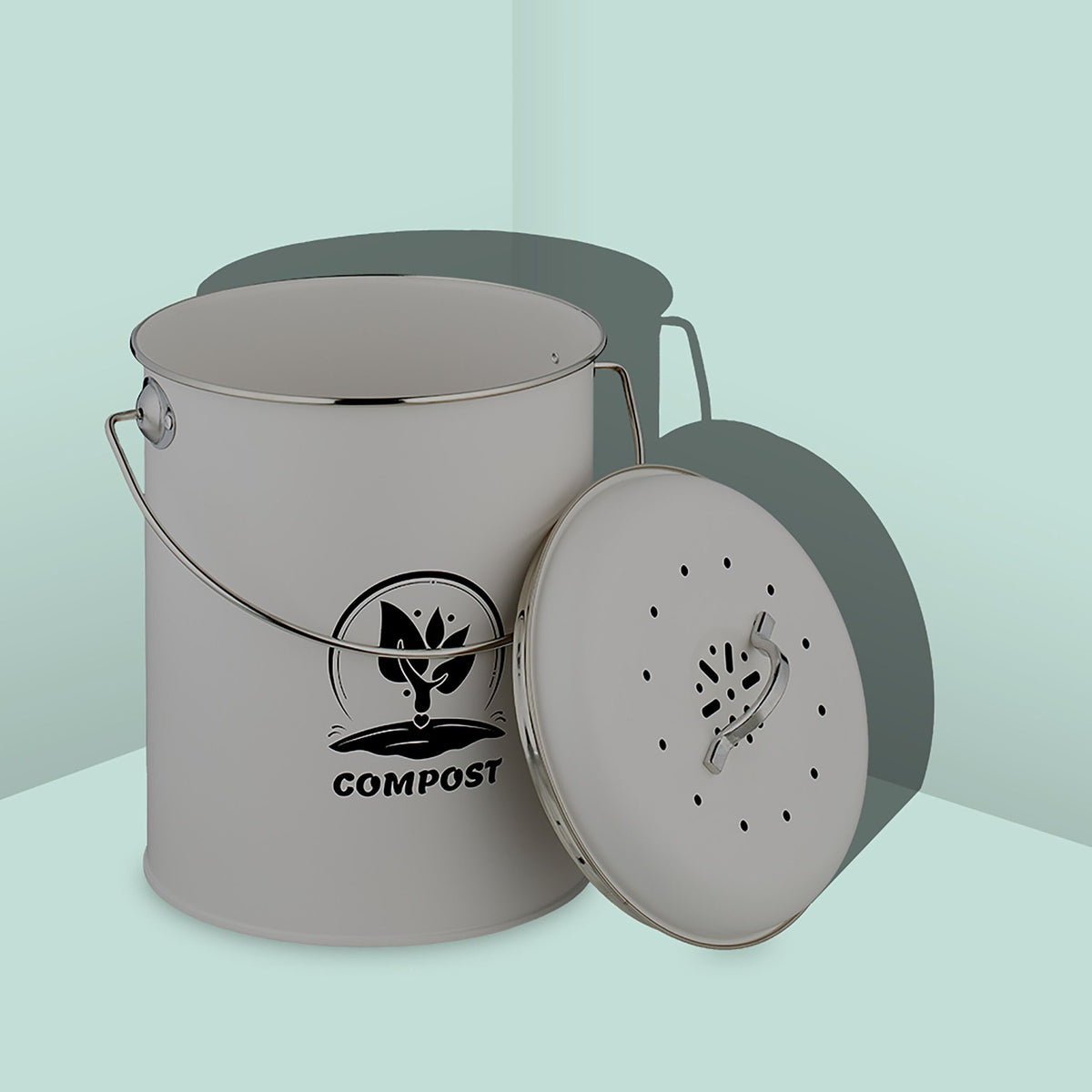 Compost Bin with Odour Filter, 5.5L Iron Kitchen