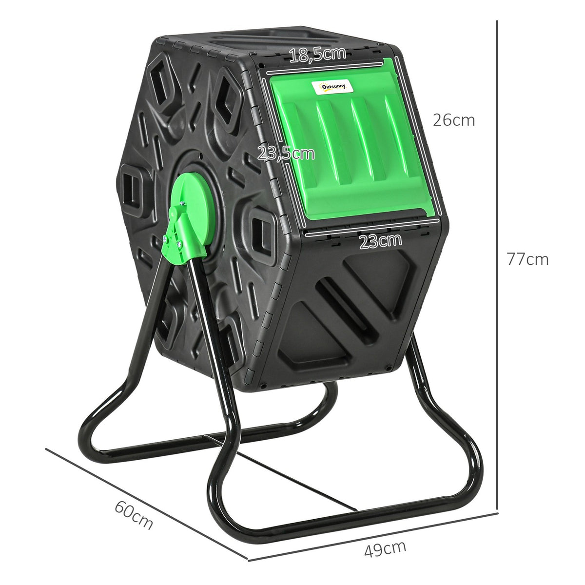 Composter 65 liters, 60x49x77cm rotatable quick composter made of plastic, weatherproof thermal composter with ventilation system, lid, garden composter, compost container for garden, kitchen, balcony
