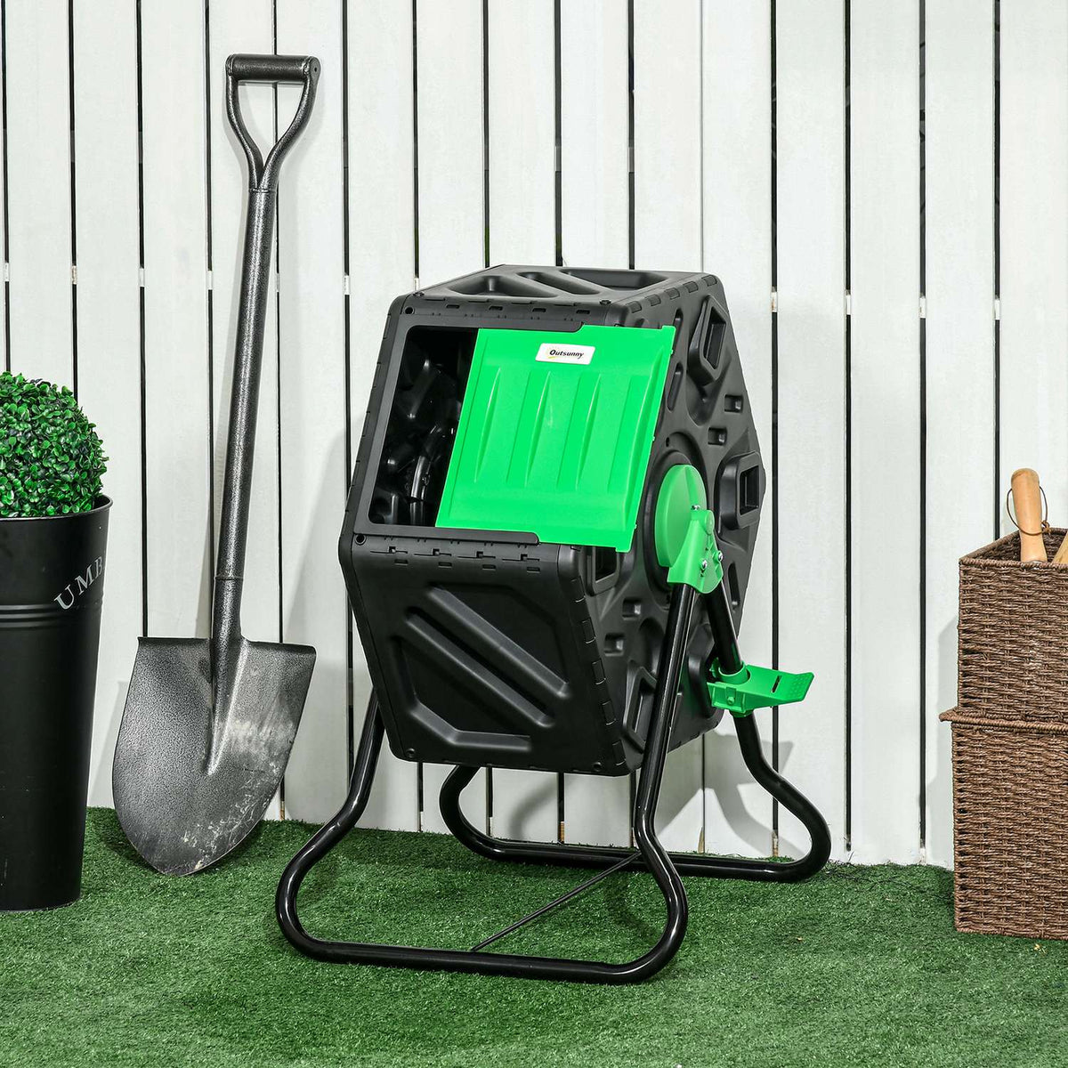 Composter 65 liters, 60x49x77cm rotatable quick composter made of plastic, weatherproof thermal composter with ventilation system, lid, garden composter, compost container for garden, kitchen, balcony