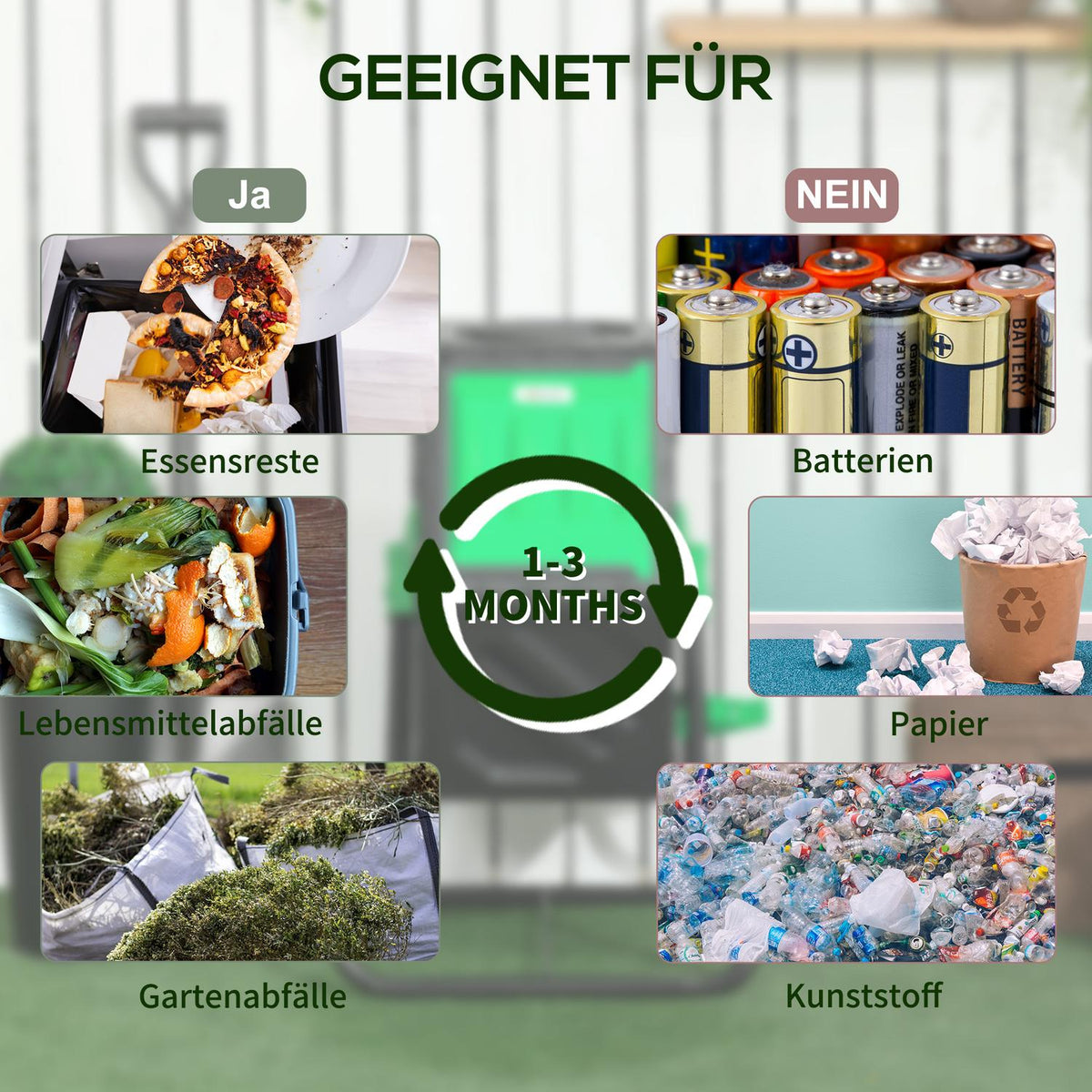 Composter 65 liters, 60x49x77cm rotatable quick composter made of plastic, weatherproof thermal composter with ventilation system, lid, garden composter, compost container for garden, kitchen, balcony