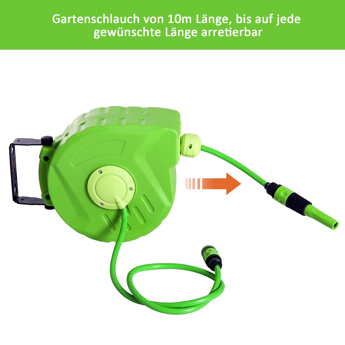 Compressed Air Hose Reel 10+1M Automatic Hose Reel, 180° Swivel, For Garden & Workshop, Green