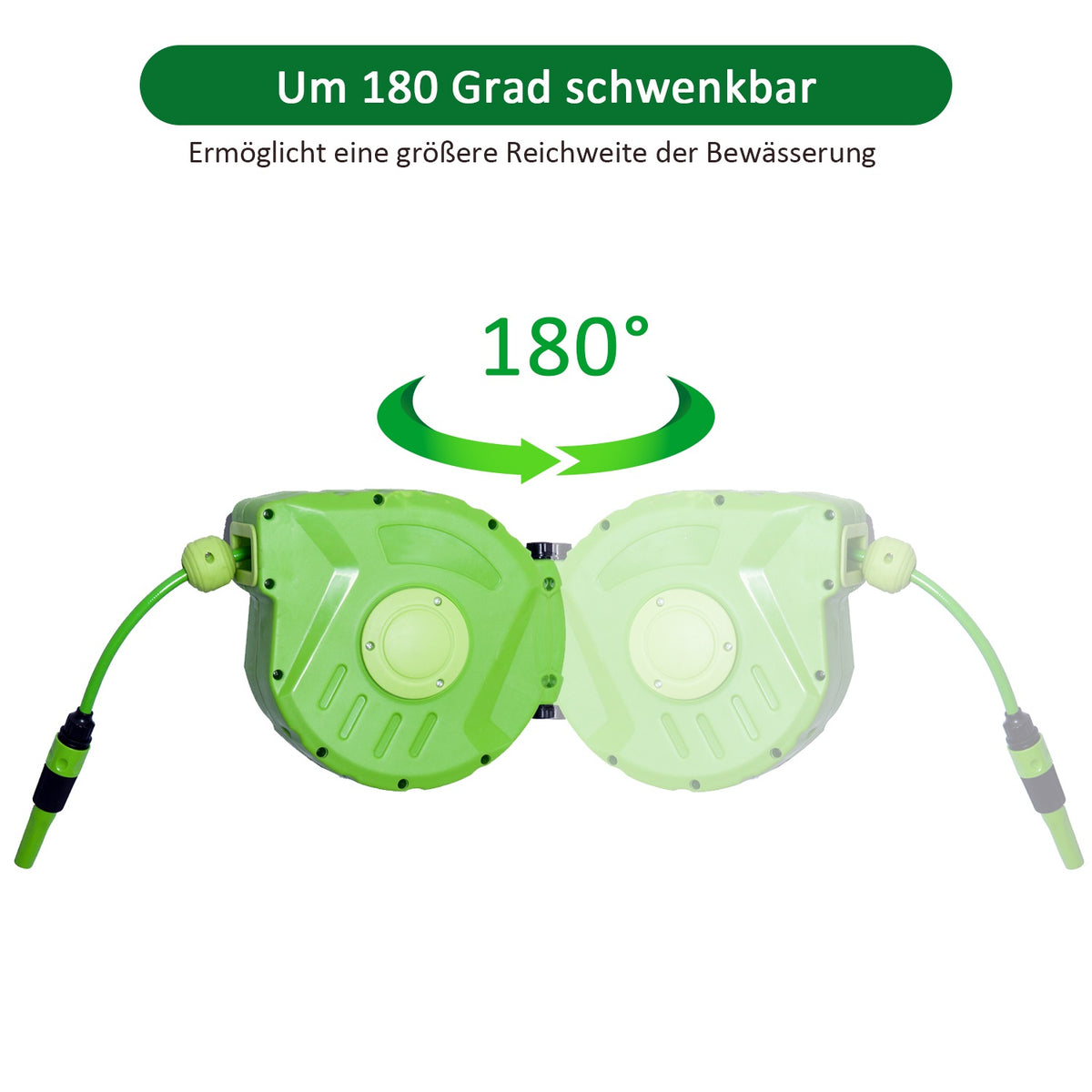 Compressed Air Hose Reel 10+1M Automatic Hose Reel, 180° Swivel, For Garden & Workshop, Green