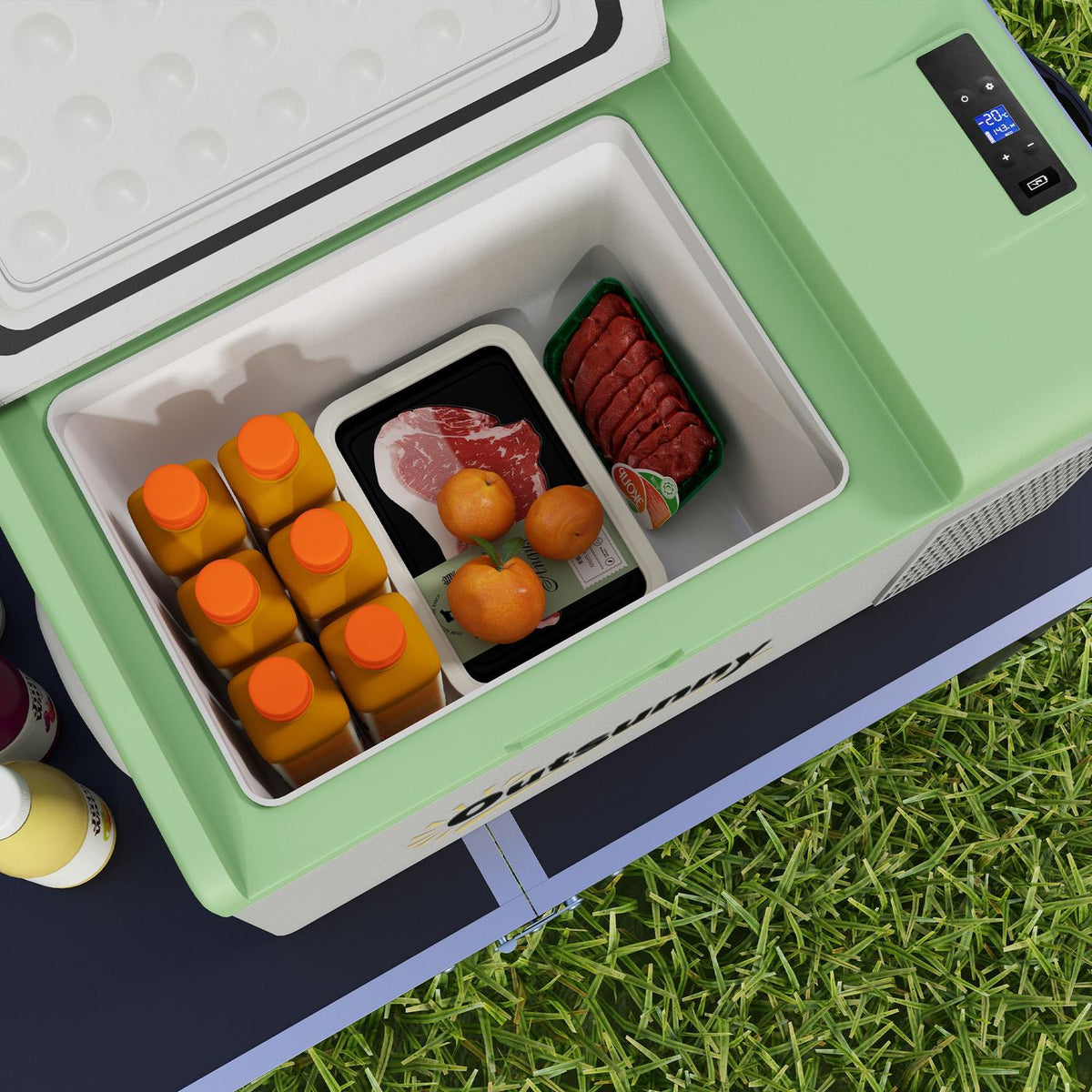 Compressor cool box 16L, cool box car 12/24V DC & 100-240V AC, up to -20°C, portable freezer box with MAX/ECO modes, mini fridge