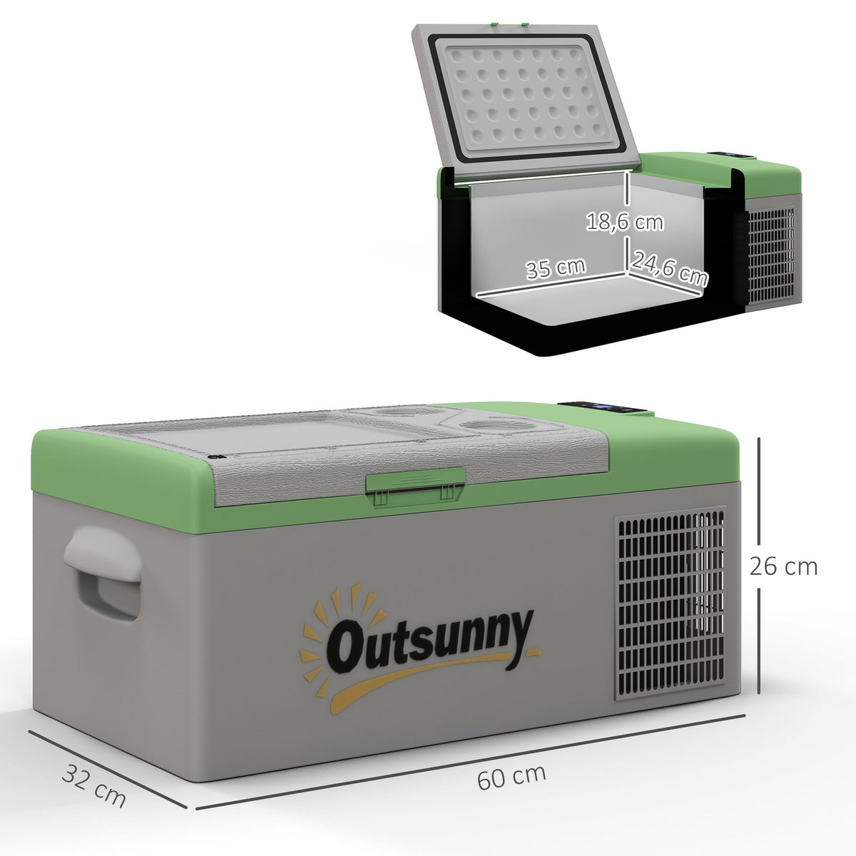 Compressor cool box 16L, cool box car 12/24V DC & 100-240V AC, up to -20°C, portable freezer box with MAX/ECO modes, mini fridge