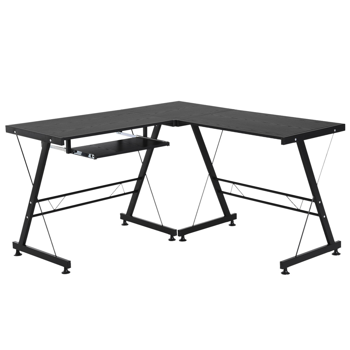 Computer Desk Flexible Desk, Workstation, Mdf, Steel, Black, 210X50X73.5Cm