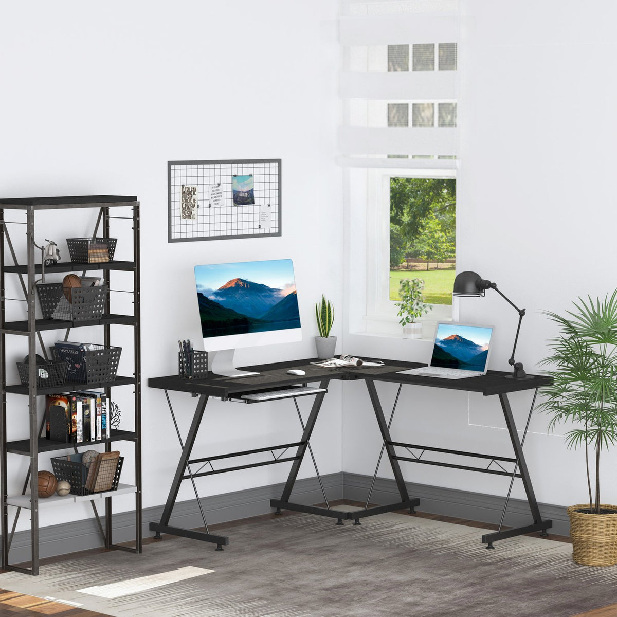 Computer Desk Flexible Desk, Workstation, Mdf, Steel, Black, 210X50X73.5Cm