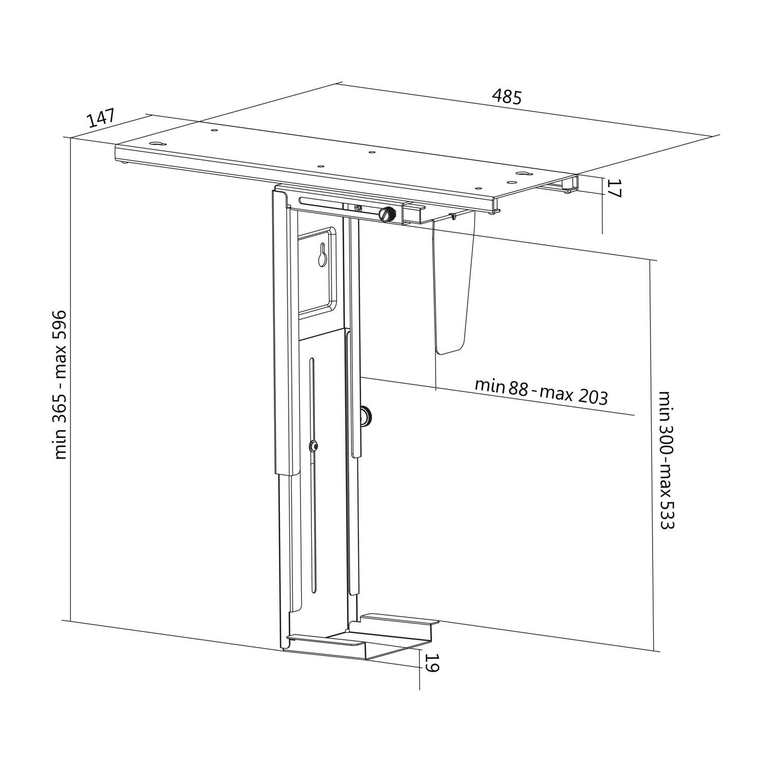 Computer holder for table adjustable