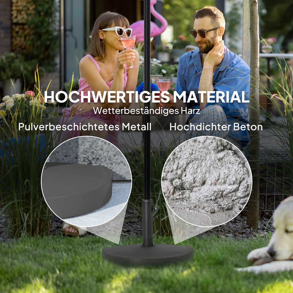Concrete Half-Round Umbrella Base, 32/38/48mm Pole