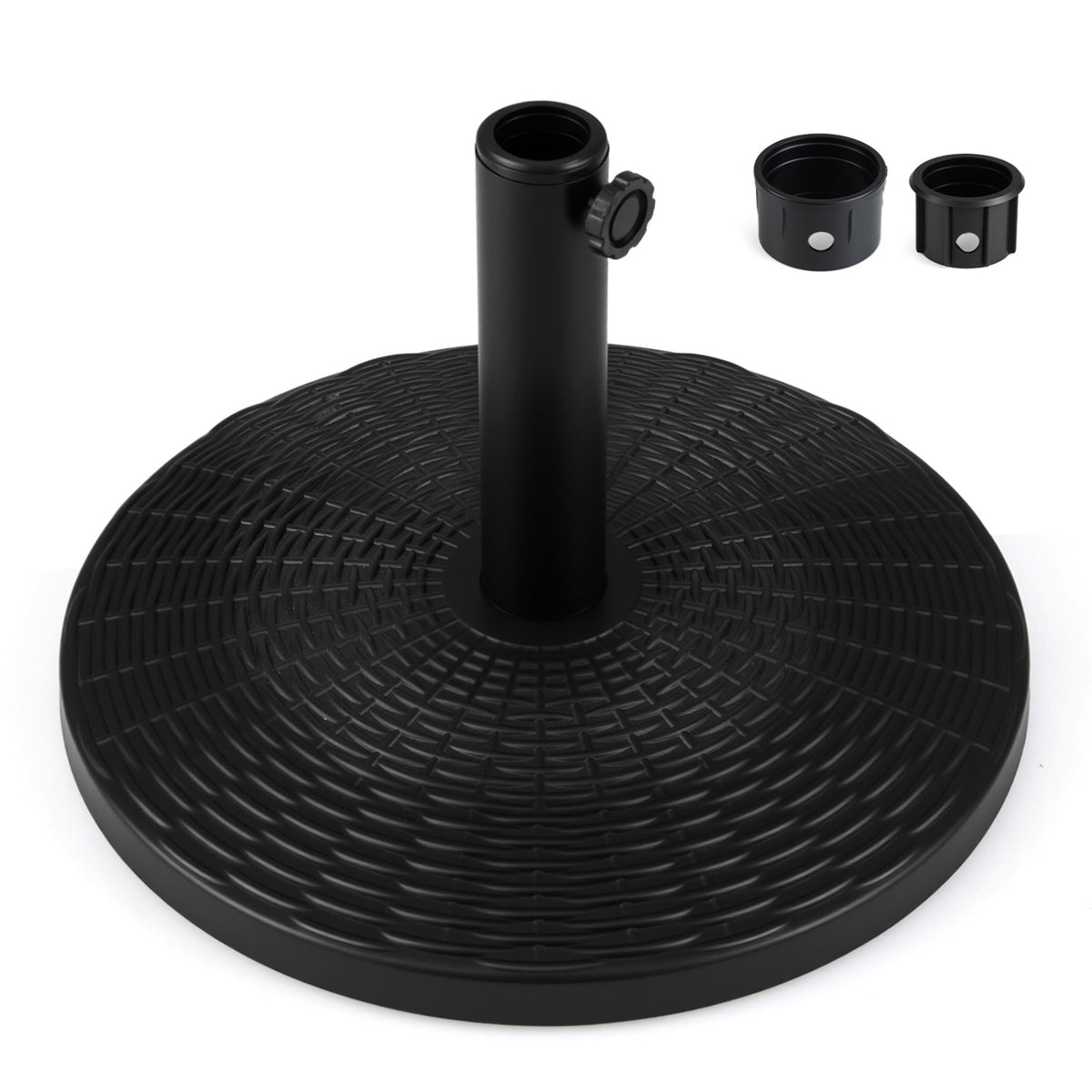 Concrete Patio Umbrella Base, Rattan Pattern, 21 lbs, Black