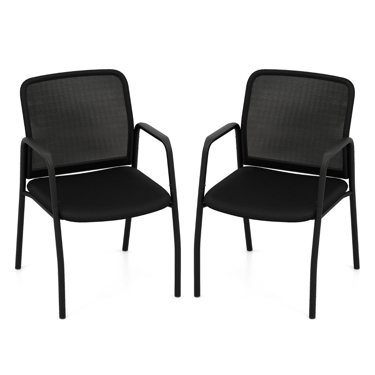 Conference Chairs Set of 2 with Armrests, Black, 150kg Capacity