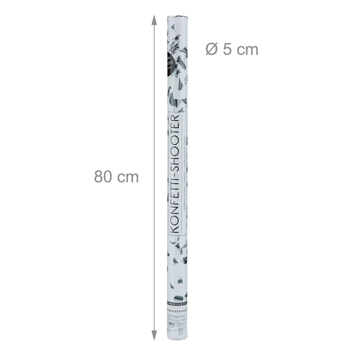 Confetti cannon 80 cm silver