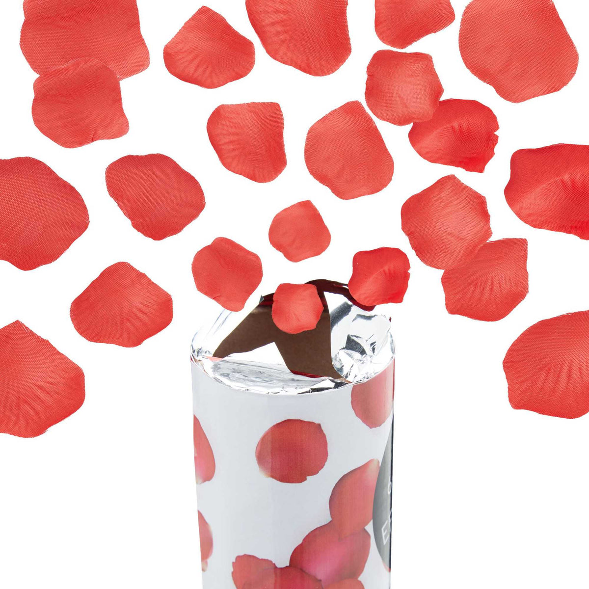 Confetti cannon red rose petals