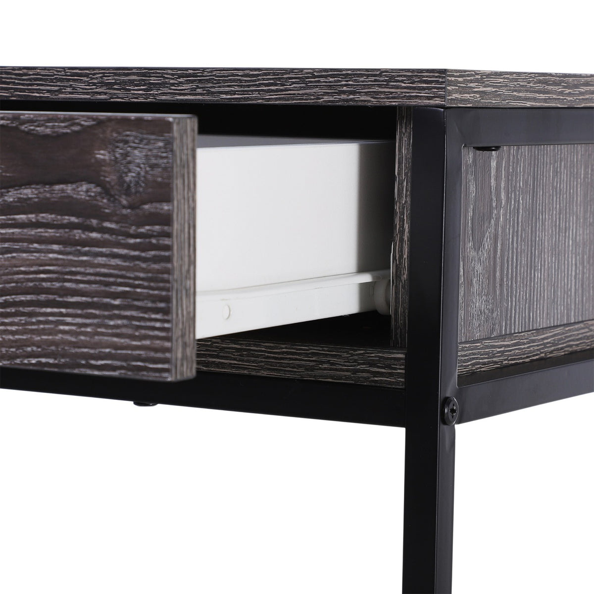 Console Table, Entrance Table, Side Table, 2 Drawers, Lower Shelf, Steel, Gray, 120 X 30 X 81.5 Cm