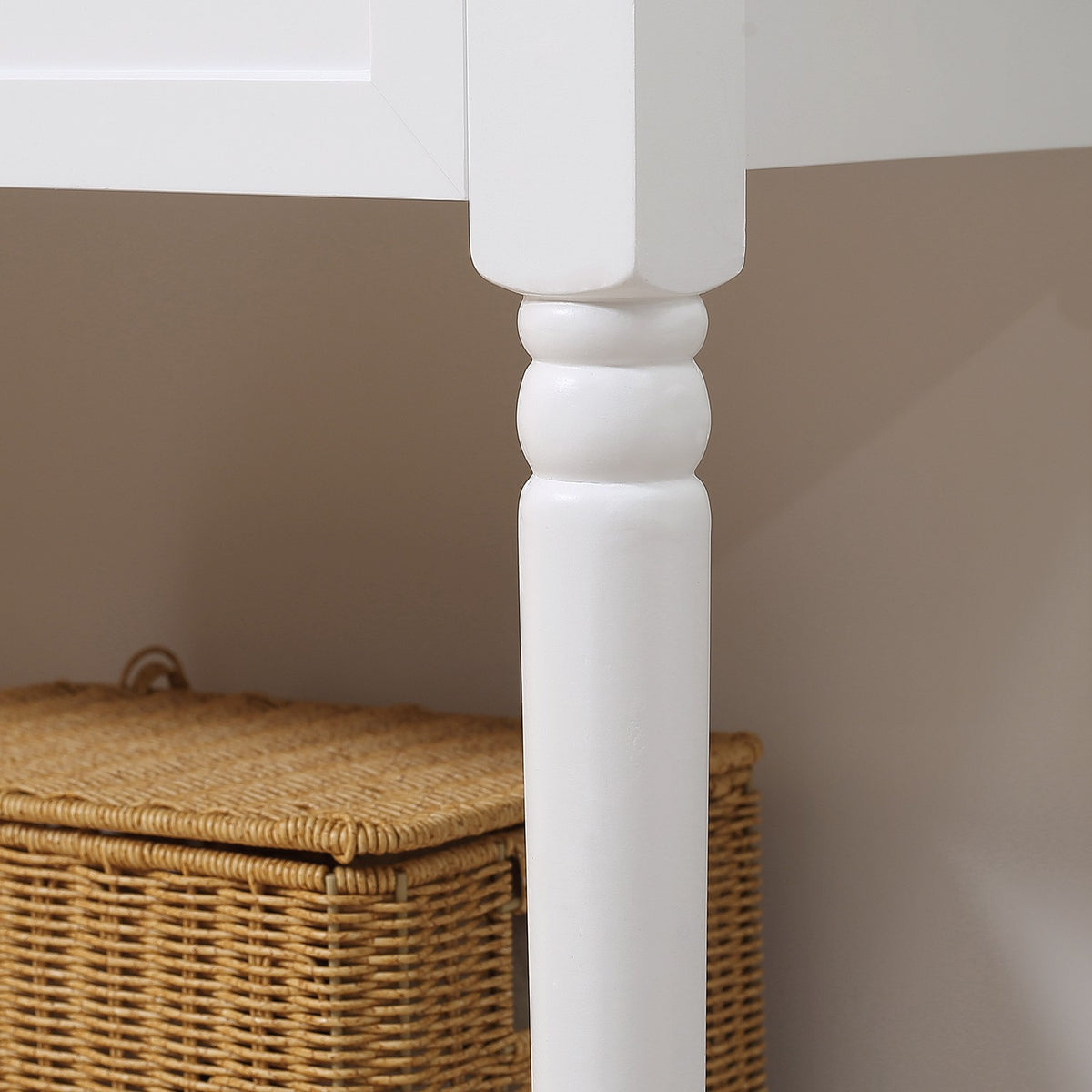 Console Table, Hallway Table, Side Table With Drawers, Modern Sofa Table For Entrance, Living Room And Hallway, Pine Wood, White