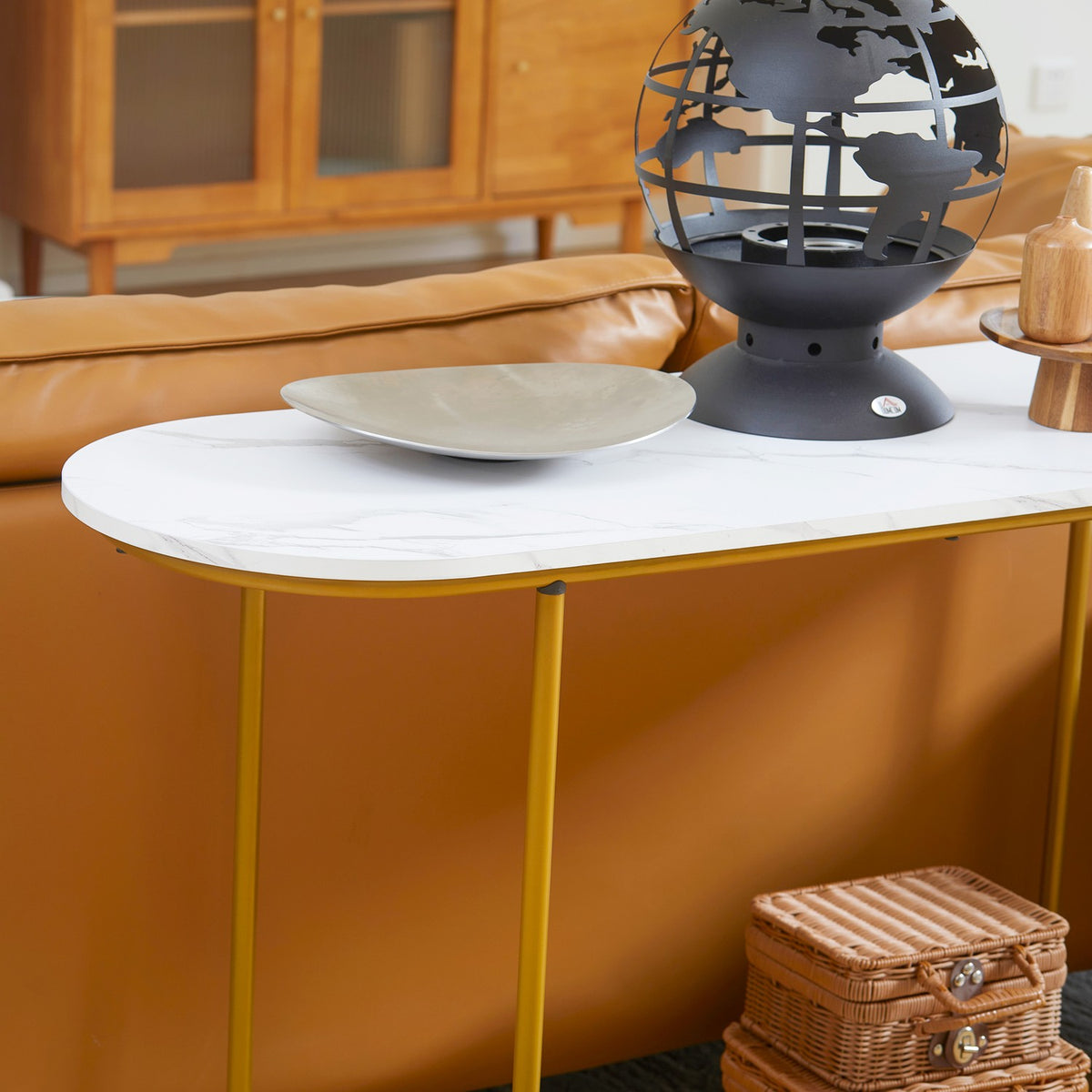 Console Table, Modern Hallway Table As A Side Table, Sofa Table, Steel, White + Gold, 120X40X75 Cm