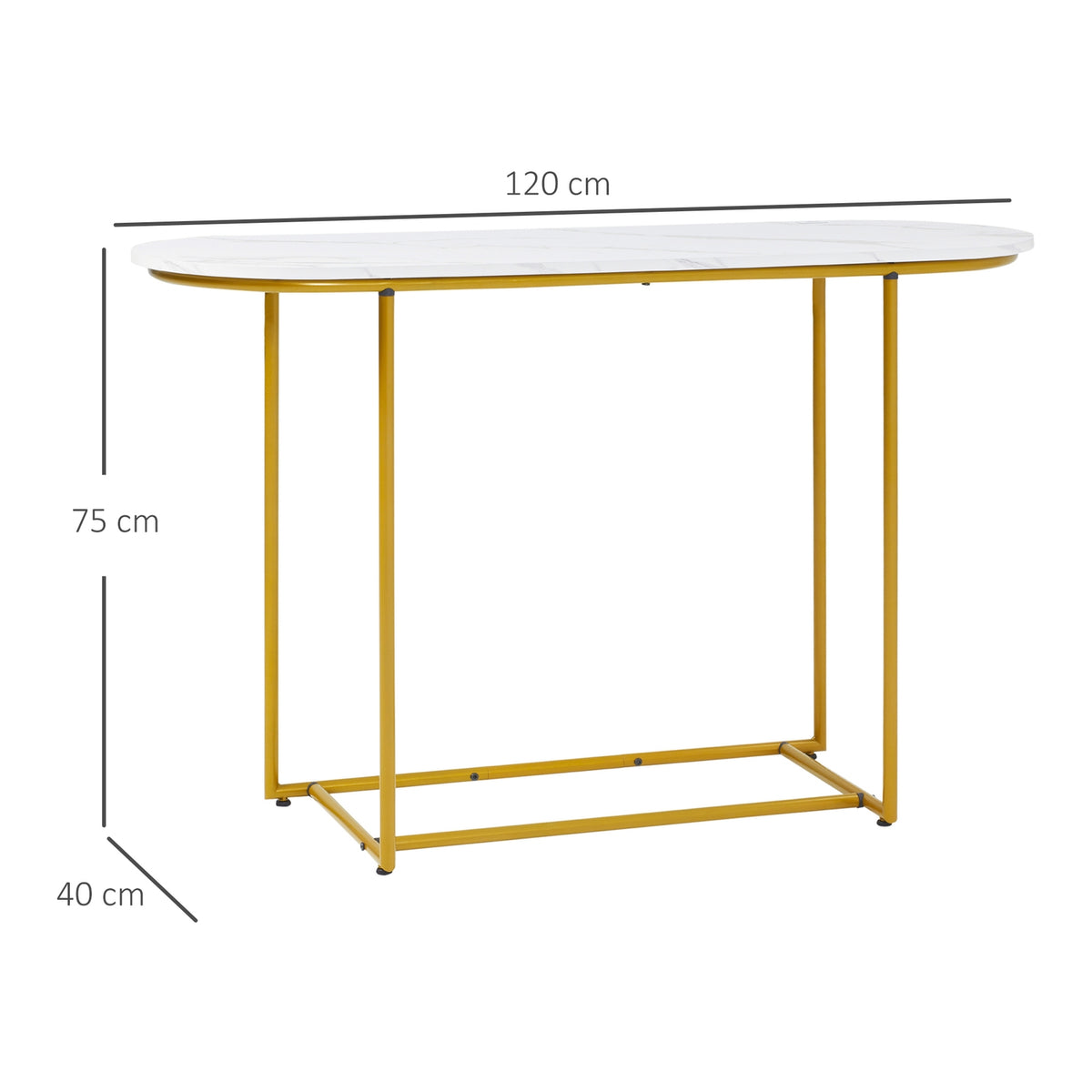 Console Table, Modern Hallway Table As A Side Table, Sofa Table, Steel, White + Gold, 120X40X75 Cm