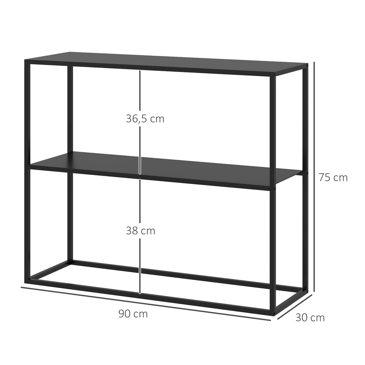 Console Table With 2 Levels, Hallway Table, Side Table Made Of Steel, With Tip Protection, 90X30X75 Cm