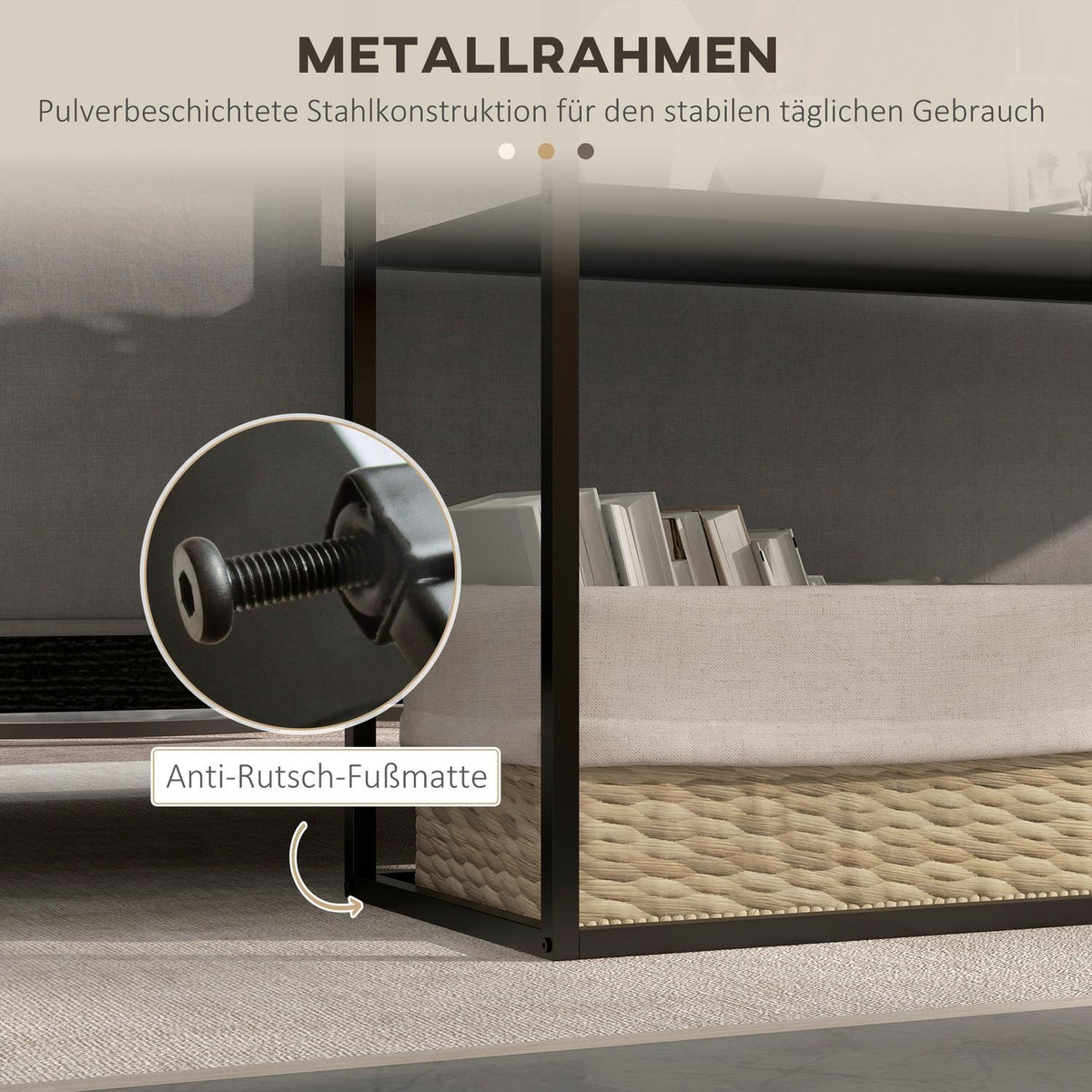 Console Table With 2 Levels, Hallway Table, Side Table Made Of Steel, With Tip Protection, 90X30X75 Cm