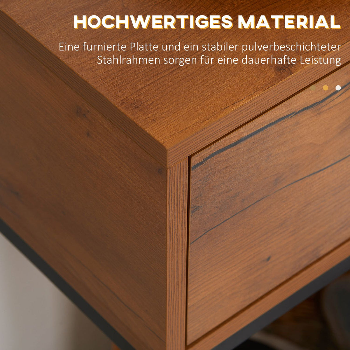 Console Table With Drawer, Sofa Table, Hall Table In Industrial Design, Side Table For Entrance, Living Room, Hallway, Steel, Natural, 80 X 30 X 76 Cm