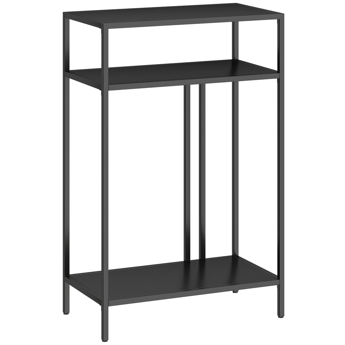 Console Table with 3 Shelves, Metal Frame, Black, 55 cm
