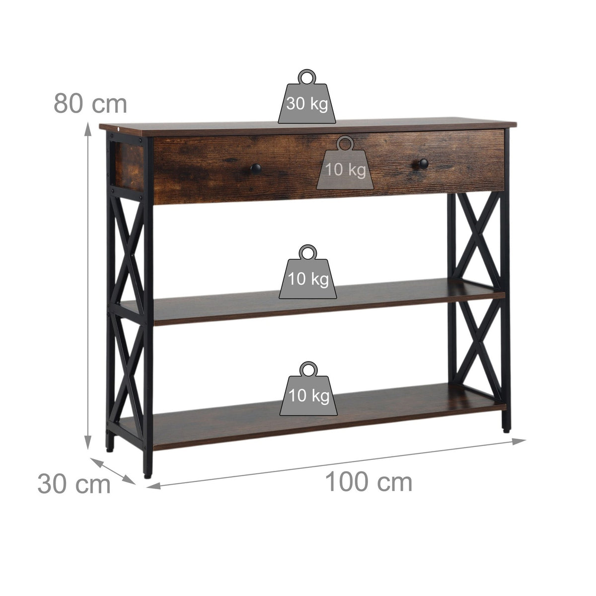 Console Table with Drawer – Industrial Style, Wood & Metal