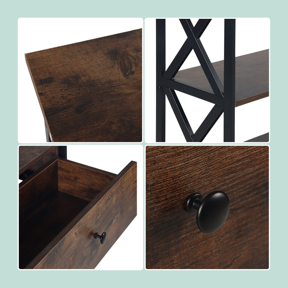 Console Table with Drawer – Industrial Style, Wood & Metal
