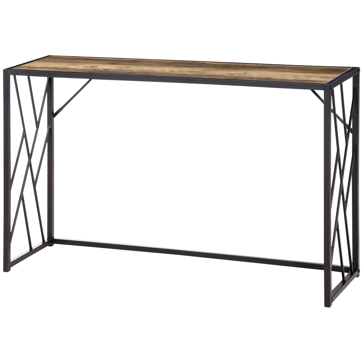 Console table, hallway table with steel legs, side table in industrial style, decorative table for hallway, for hallway, entrance, office, steel, 120 x 35 x 75 cm brown