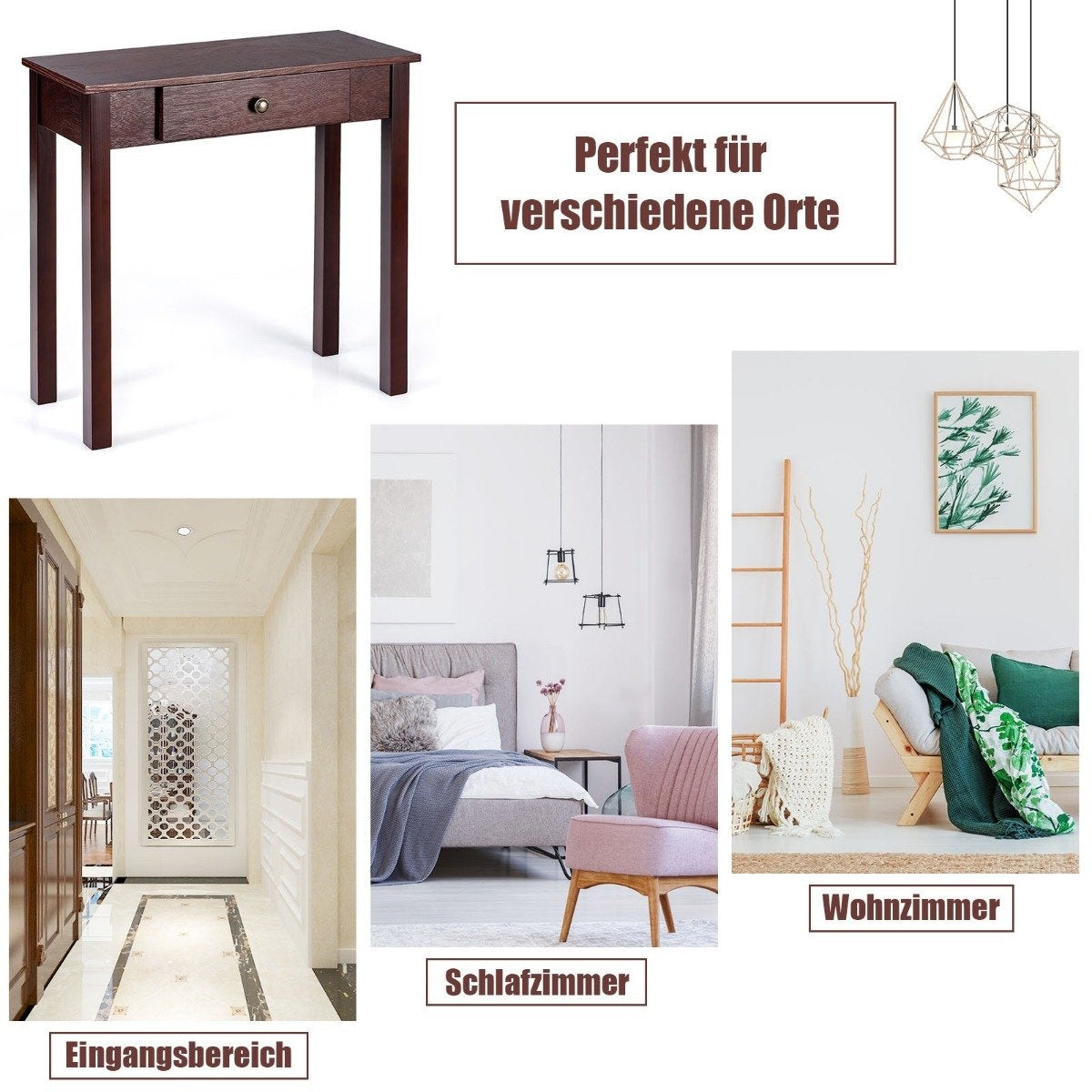 Console table with drawer, entrance table, narrow industrial side table made of wood 71 x 30 x 71cm brown