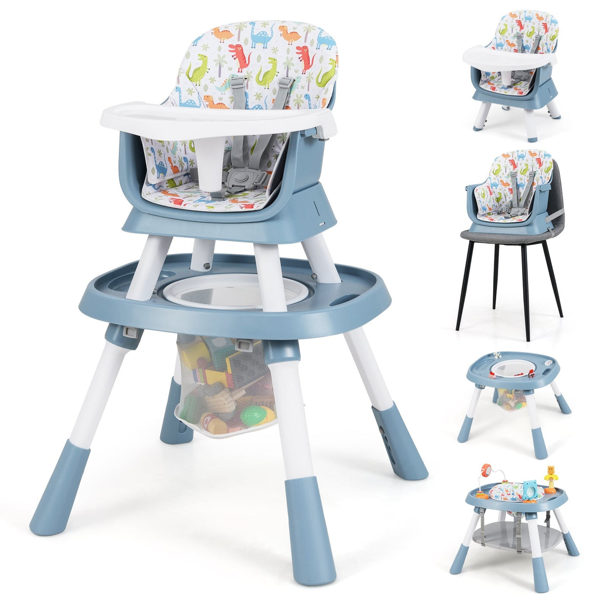 Convertible 16-in-1 Baby High Chair with Tray & Harness