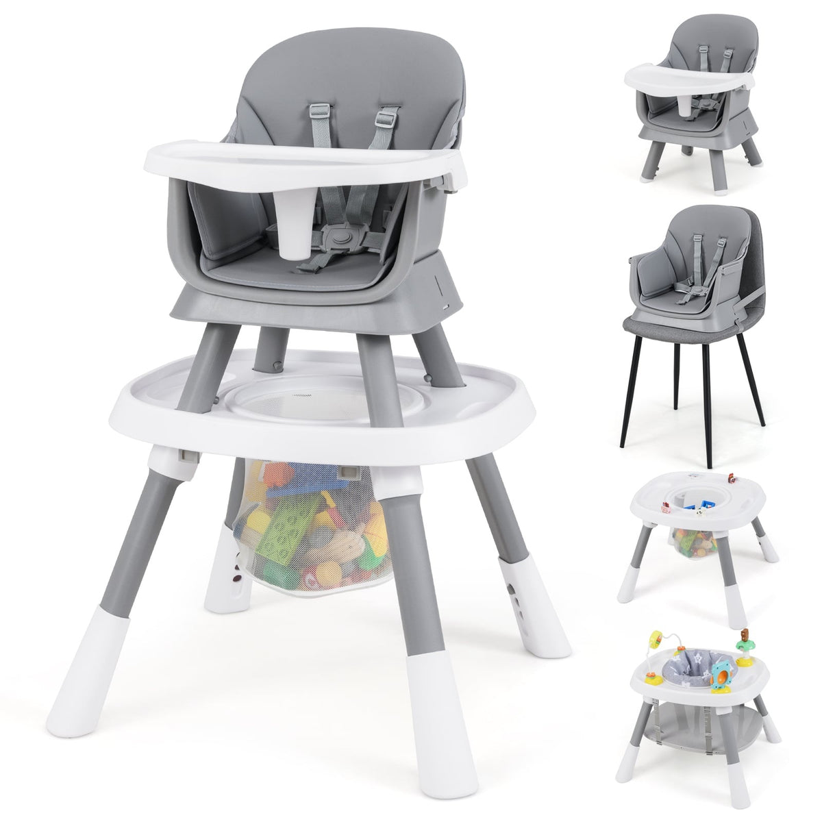 Convertible 16-in-1 High Chair with Tray & Harness