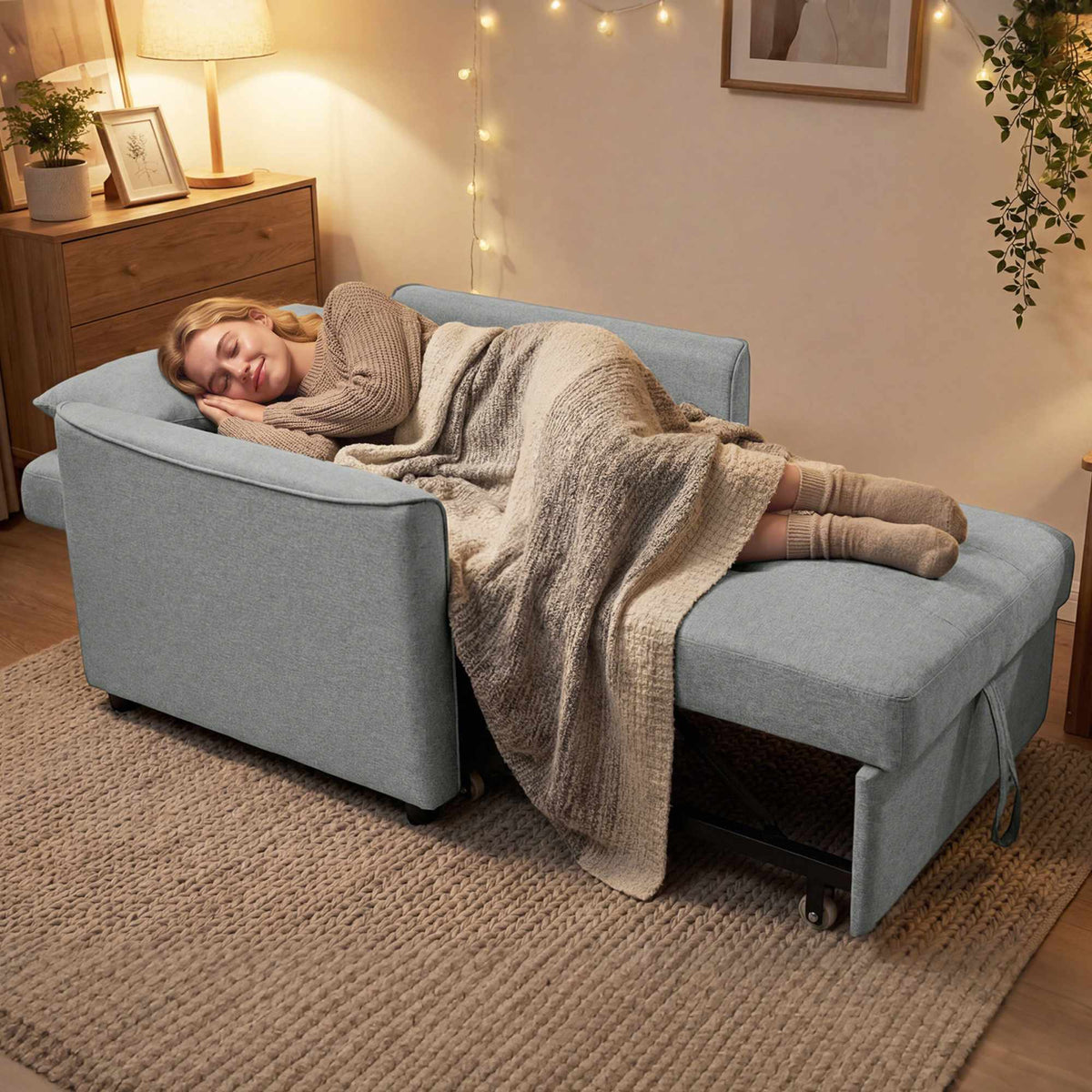 Convertible 3-in-1 Sofa Chair Bed, Adjustable Backrest, Gray