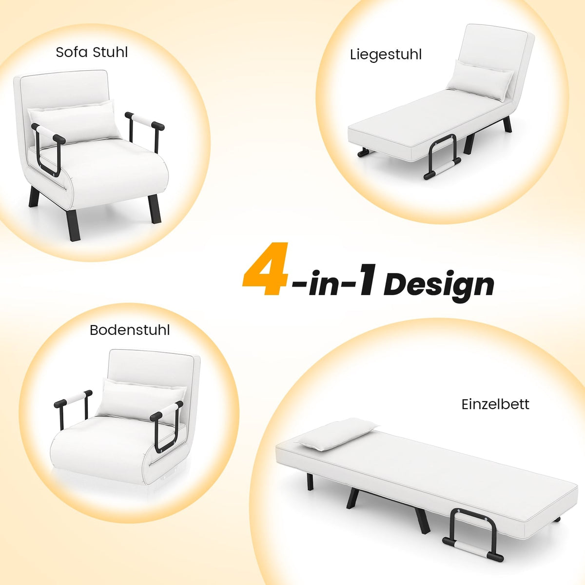 Convertible 4-in-1 Sleeper Chair with Adjustable Backrest