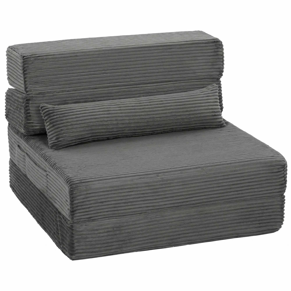 Convertible Floor Chair with Corduroy Cover, Dark Grey