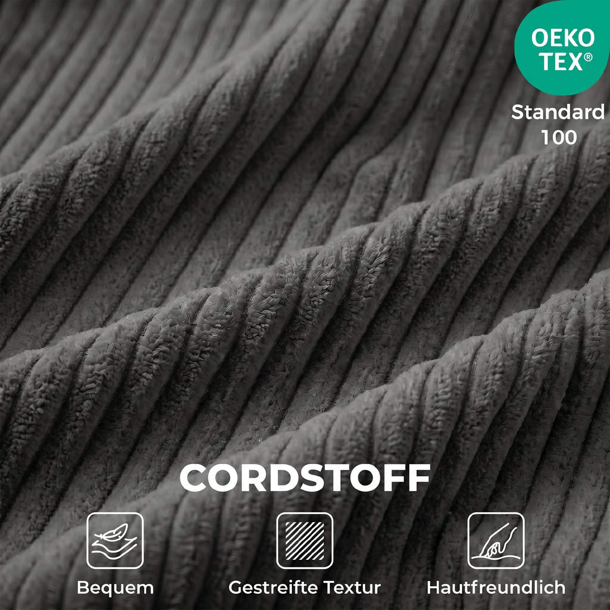 Convertible Floor Chair with Corduroy Cover, Dark Grey
