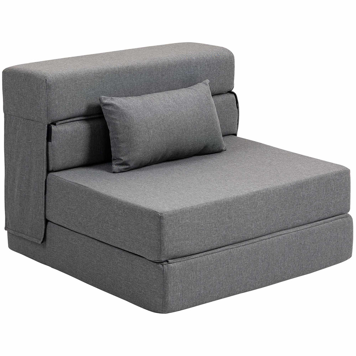Convertible Foam Sofa Bed, Grey, Linen-Style Fabric