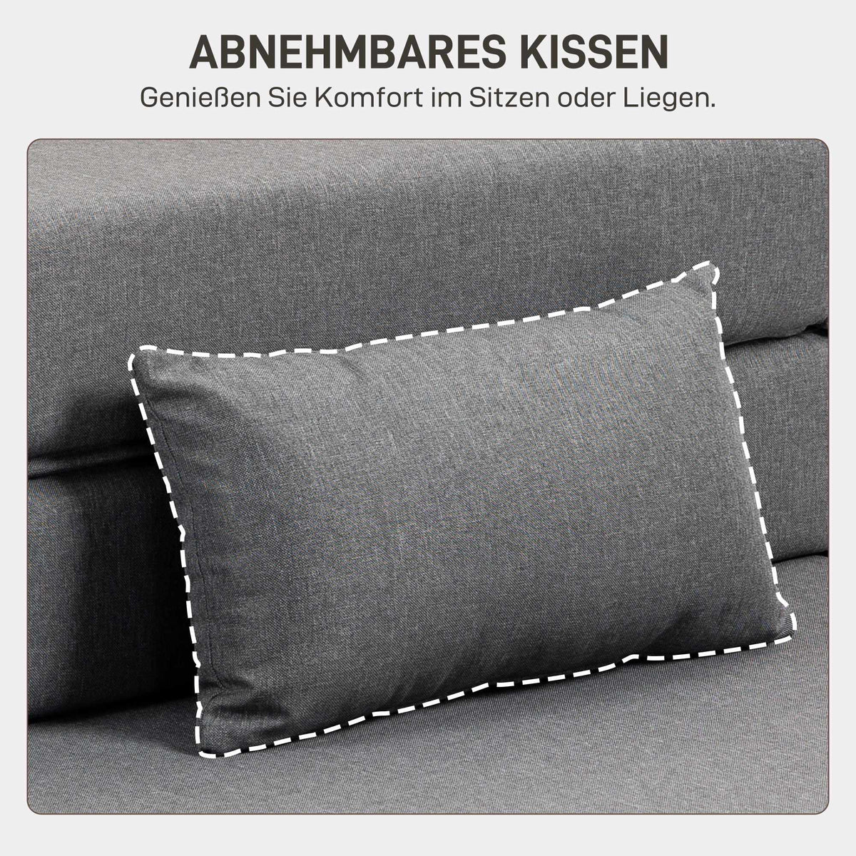 Convertible Foam Sofa Bed, Grey, Linen-Style Fabric