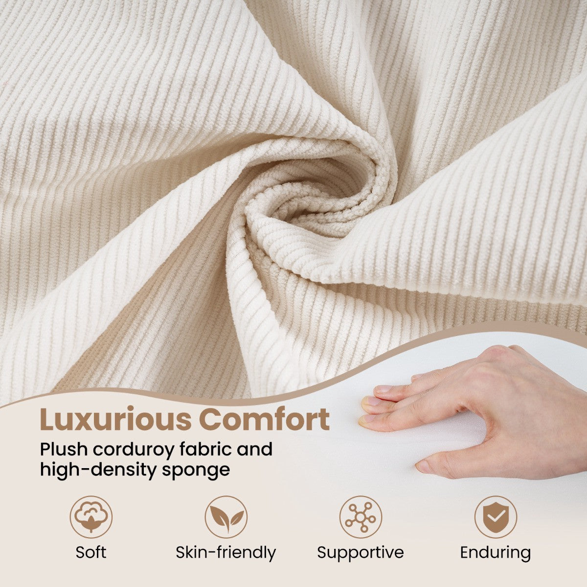 Convertible Folding Sofa Bed, 4-In-1 Corduroy, Beige