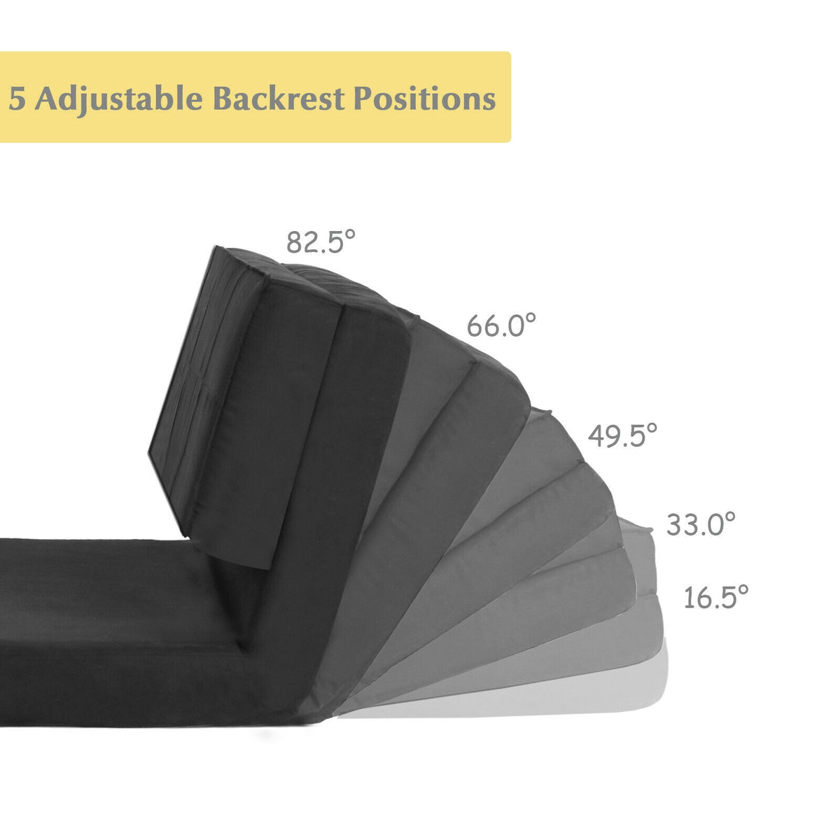 Convertible Folding Sofa Bed, 5-Position, Black