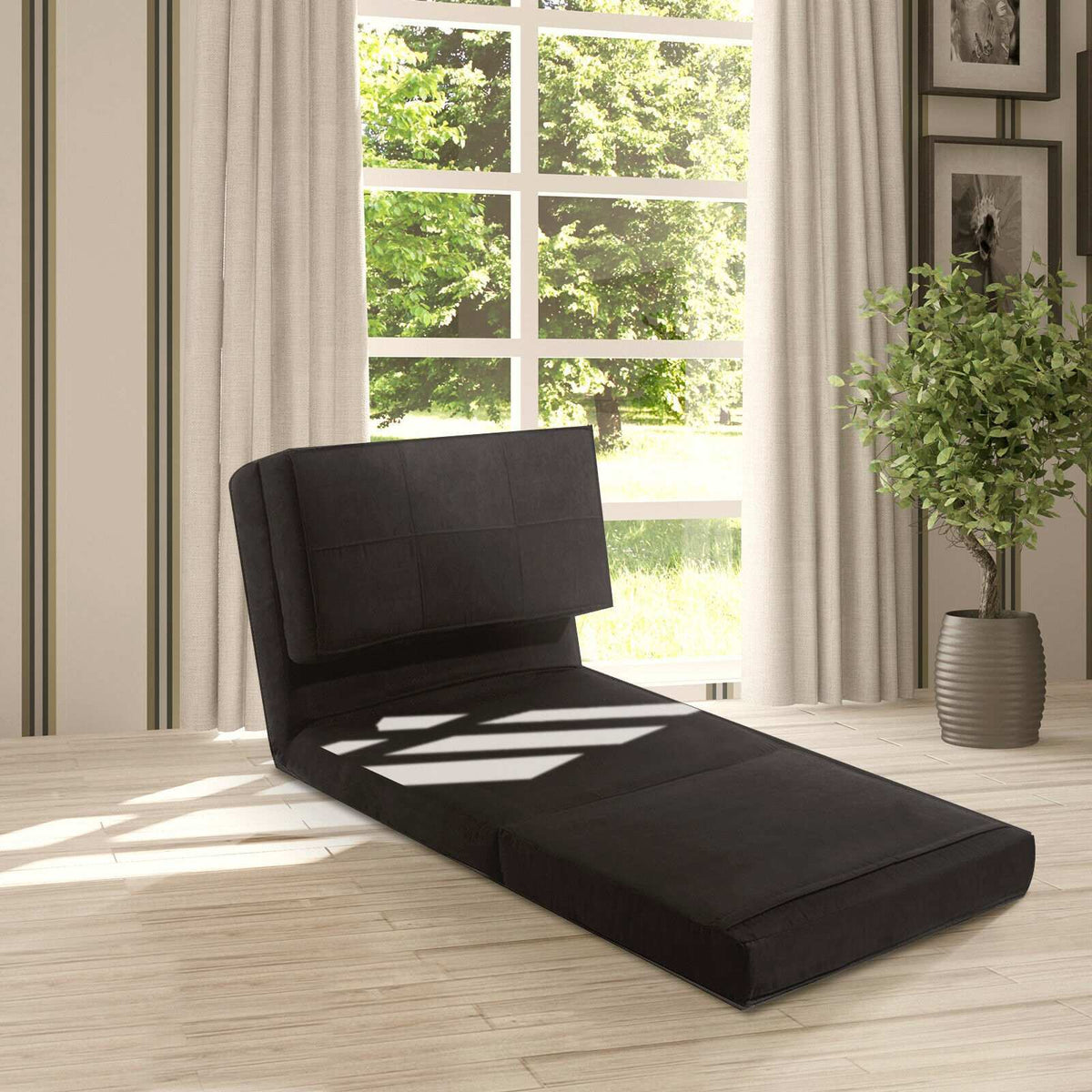 Convertible Folding Sofa Bed, 5-Position, Black